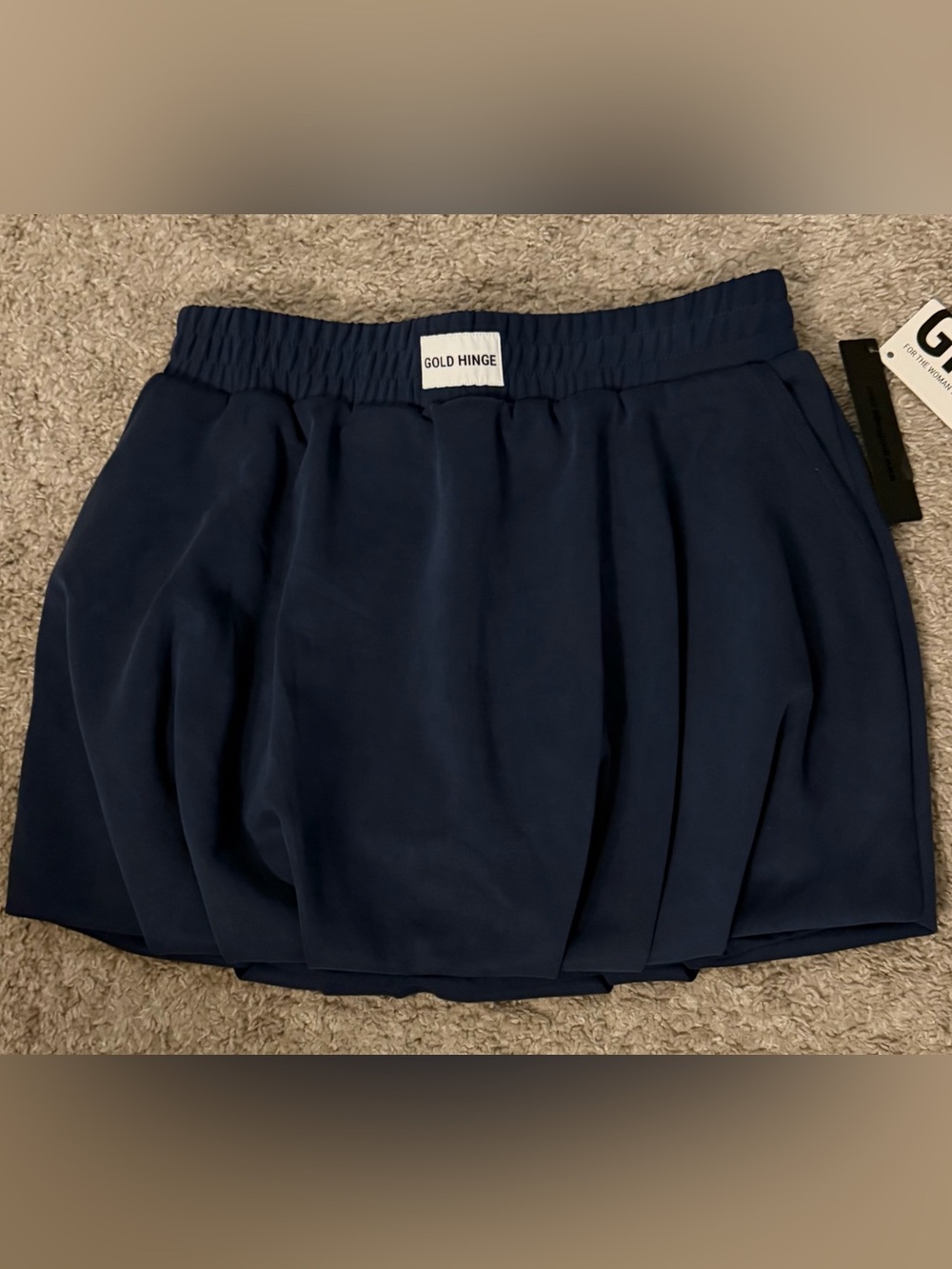 Gold Hinge LuxeSoft Bubble Skirt Navy NWT Size Medium - Picture 6 of 11